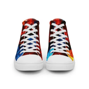 Men’s high top canvas shoes fire flames shoes - Picture 1 of 141