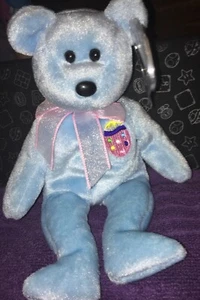 TY Beanie Baby EGGS II The Blue EASTER Teddy Bear Retired  With Tag Protector - Picture 1 of 6