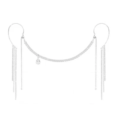 Длинный металлический воды капли подвеска лицо цепочка вися уха ювелирных изделий для девочки со стразами - Изображение 1 из 4