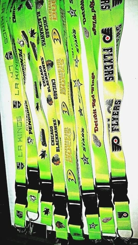 NHL TEAM LANYARD KEYCHAIN 2 SIDED BRIGHT NEON GREEN NEW - ASSORTED TEAMS Cover