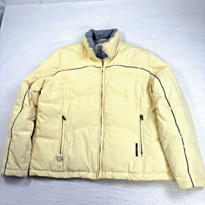 Chaqueta acolchada de plumas Zero Xposur Y2K amarilla gris forrada de vellón talla L cálida Foto 1 de 4