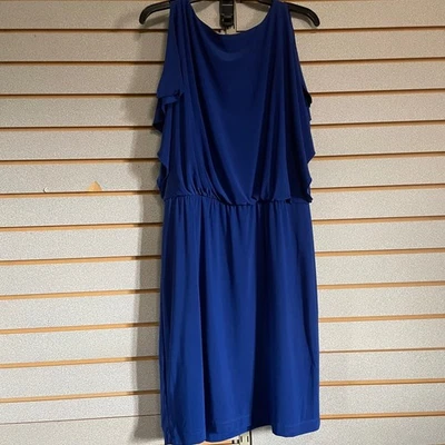 Ronni Nicole Women's Blue Sleeveless Ruffle Sheath Dress Size 12 - Image 1 of 4