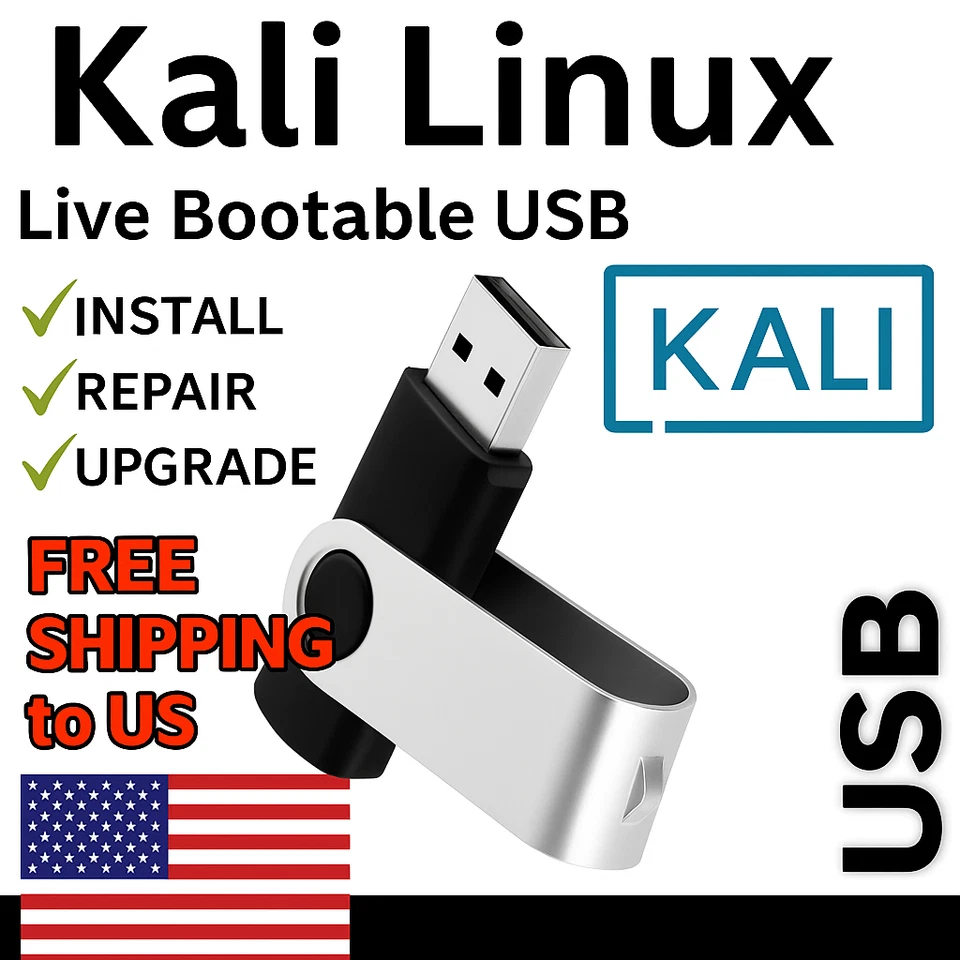 Kali Linux 2025 USB - Unidad flash de arranque en vivo | Hacking ético, pentesting Foto 1 de 4