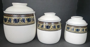 Set of 3 Vintage MIKASA Intaglio Arabella Canisters With Lids, FREE SHIPPING - Picture 1 of 18