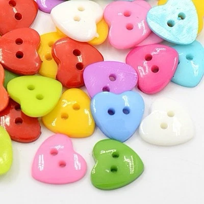 Herz Acryl Knöpfe 10Stück , 17x17x3 mm - Bild 1 von 2
