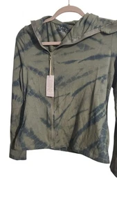 Dolan T-Shirt Jacke grün/blau Batik asymmetrisch Mini Reißverschluss - Bild 1 von 6