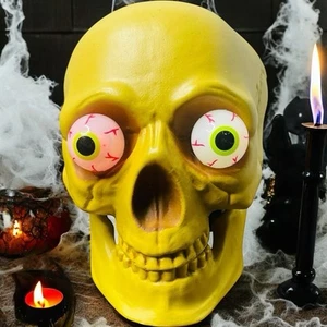 Espeluznante cabeza de calavera iluminar ojos intermitentes que cambian de color utilería de Halloween esqueleto - Imagen 1 de 14