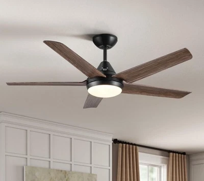 48" Dimmable 3 Speed In/Outdoor Reversible Frosted Shade Ceiling Fan W/Remote - Image 1 of 4