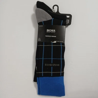 Paquete de 2 calcetines Hugo Boss para hombre azules y negros lisos mejor algodón talla única 7-13 Foto 1 de 3
