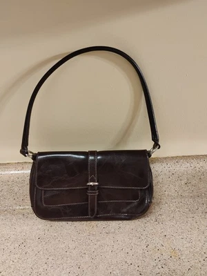 Merona сумочка Дамская сумка наплечная сумка W/Snap черный вместительный лот карманов искусственной кожи - Изображение 1 из 4