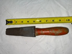 Vintage Carborundum Knife Sharpening Stone 10" Orange Wood Handle - Picture 1 of 2