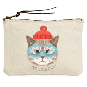 Bolsa de lona Live Fearless Kitty Cat Potluck Press 7,5" H X 9" con moda nueva - Imagen 1 de 1