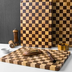 Non Slip Checkerboard Chopping Board with Groove Chopping Block Cooking - Picture 1 of 12