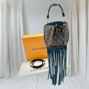 Bolso de hombro Louis Vuitton Noe con flecos de lona de cuero bolso de mano asa superior raro - Imagen 1 de 14