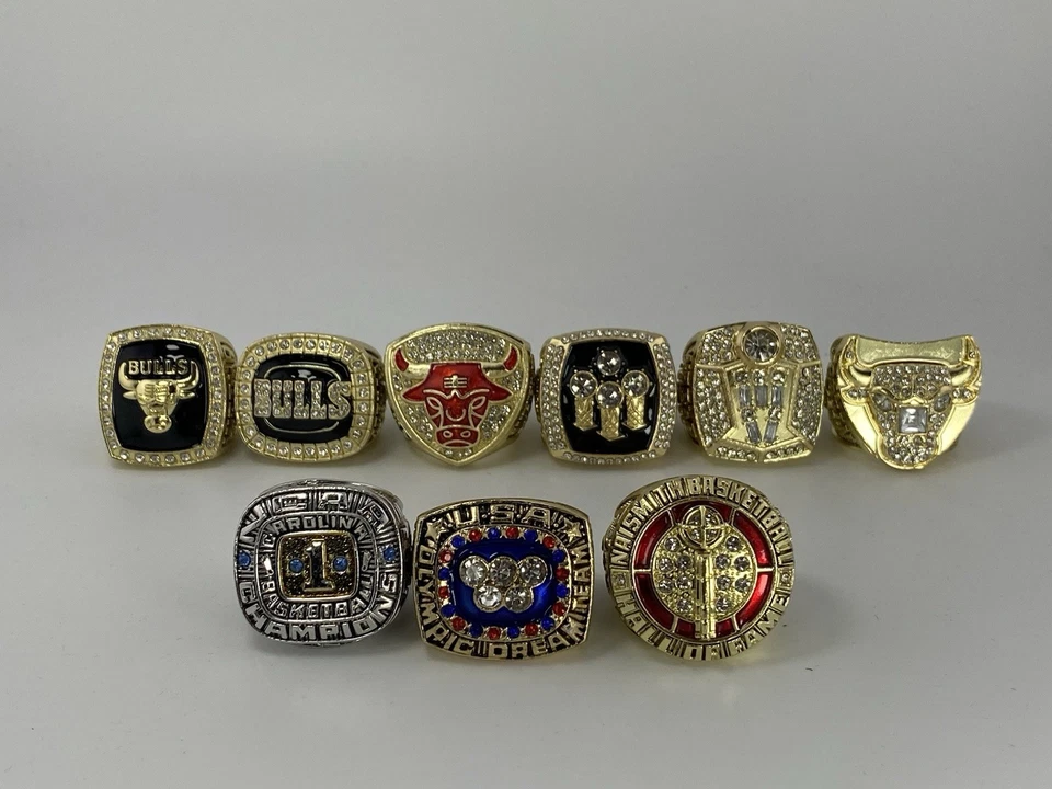 Chicago Bulls Michael Jordan Championship 9 Ring Set UNC Dream Team Hall Of Fame - Image 1 of 4