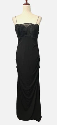 Issue New York Women's 10 Long Black Gown Dress Ruched Stretch Bodycon Tulle Y2K - Изображение 1 из 4