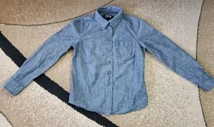 Lands End Petite Women Long Sleeve Denim Shirt Button Up Top, 100% Cotton Size 0 - Picture 1 of 4