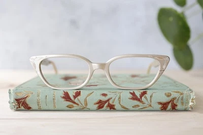 Gafas vintage cateye años 60 hechas en EE. UU. Rockabilly pin up tono plata Foto 1 de 4