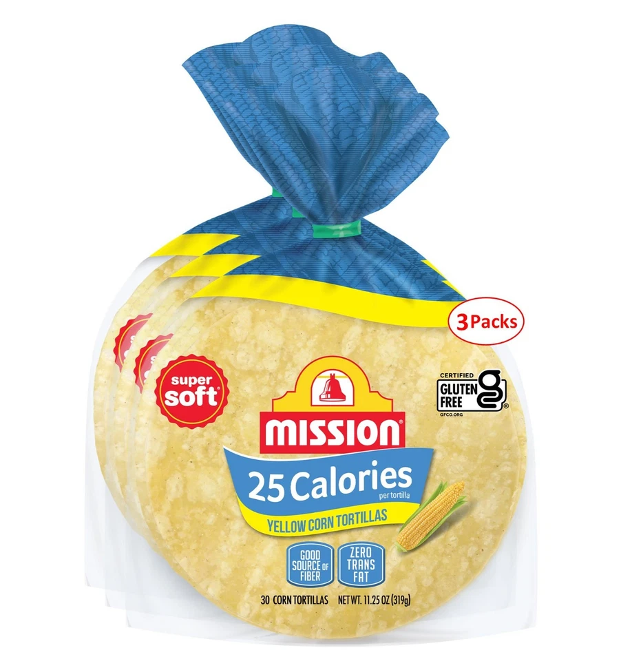 Mission 25 Calorie Yellow Corn Tortillas - 30 Count - Total 60 11.2 oz. 2 Pack