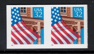 SCOTT#2915h, 32c FLAG OVER THE PORCH IMPERF PAIR. XF & NH. - Picture 1 of 2