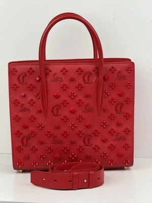 Christian Louboutin Paloma Medium Studded Tote Bag in Red - Image 1 of 4