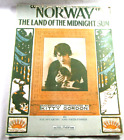 Norwegia Land Of the Midnight Sun Sheet Muzyka Fortepian Głos 1915 Vintage Duży 14"x10"