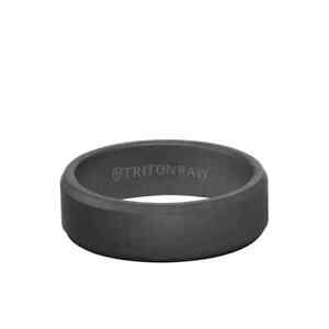 Triton 7MM Tungsten RAW Black DLC Ring - Matte Finish and Bevel Edge Size 7