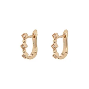 Cartilage hoop Huggie hoop earrings 14k Yellow gold moissanie cartilage earrings - Picture 1 of 9