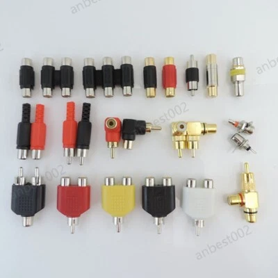 2x RCA Male female to 2rca 3rca male Female Connector Splitter Adapter Video - Image 1 of 4