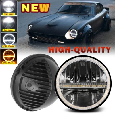 1X 7Inch Round LED Headlight Halo DRL For Datsun 240Z 260Z 280Z 280ZX 1970-83 H4 - Image 1 of 4