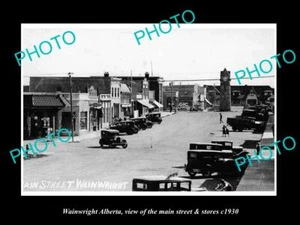FOTO TAMAÑO POSTAL ANTIGUA DE WAINWRIGHT ALBERTA THE MAIN St & Stores c1930 - Imagen 1 de 1