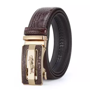 Men's Ratchet Belt Automatic Buckle Belts Leather Dress Belts  - Picture 1 of 9