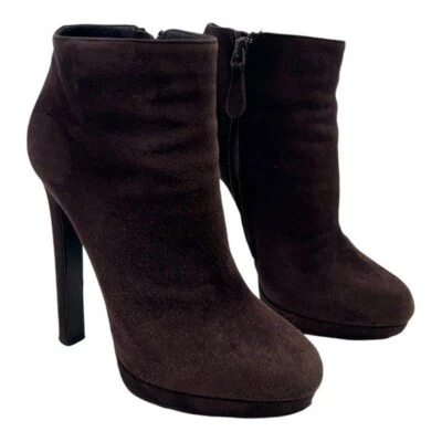 Alexander McQueen Deep Purple Suede High Heel Platform Ankle Booties Women 38 - Image 1 of 4