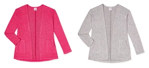Wonder Nation Girls Long Open Hacci Cardigan Sweater Rose Bud & Heather Grey NEW - Picture 1 of 7