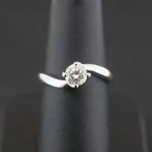 (So4) 18ct White Gold 0.52ct H/SI2 Diamond Solitaire Ring 3.4G With AGI Cert - Picture 1 of 4