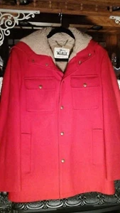 VTG 60's WOOLRICH S 38 COAT JACKET 42" CHEST HOOD RED HEAVY WOOL SHERPA HUNTING - Picture 1 of 7