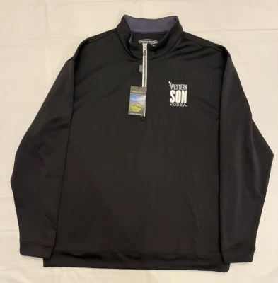 PEBBLE BEACH Mens Western Son Vodka Black Performance 1/4 Zip Pullover Sz Lg NWT - Image 1 of 4