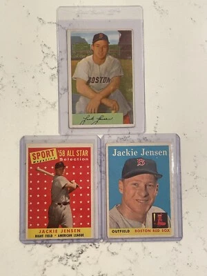 Jackie Jensen ‘58 topps all star, ‘58 topps base, ‘54 bowman good-VG - Image 1 of 2