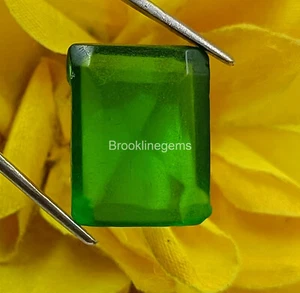 Piedra preciosa suelta climatizada de corte esmeralda turmalina verde de 20-22 quilates creada en laboratorio C - Imagen 1 de 5
