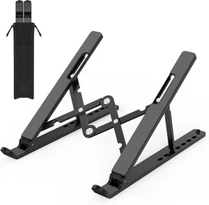 Adjustable Laptop Desk Stand Riser, Ventilated Holder for 10-15.6" Laptop, Black - Picture 1 of 8