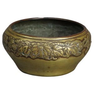Antique Chinese Bronze Bowl with Embossed Floral Border 19thC - Picture 1 of 6