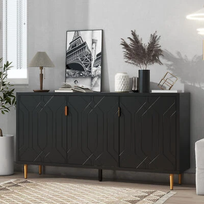 65" Storage Cabinet w/3 Doors & Adjustable Shelves Sideboard Buffet w/Metal Legs - Image 1 of 4