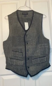 Daniel Cremieux Wool Vest Patch Houndstooth Wool Size Medium New Tags - Picture 1 of 5