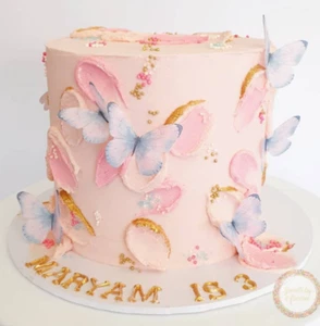 33 Pink Blue Butterflies Edible Wafer Butterfly Cupcake Cake Toppers Uncut #181 - Picture 1 of 3