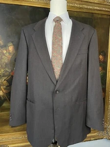 VTG Givenchy 48L USA MADE Dark Brown Herringbone 100% Wool 2Btn Blazer Jacket - Picture 1 of 10