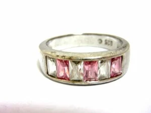 Silberring mit weißen und rosafb. Steinen (925er)  S1046 - Picture 1 of 2