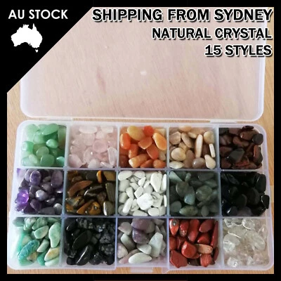 2Set 15-Styles Natural Gemstone Tumbled Crystal Rock Chips Chakra Wicca Jewelry - image 1 of 4