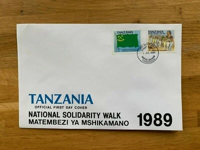 TANZANIA 1989 FDC PASEO SOLIDARIO NACIONAL MATEMBEZI YA MSHIKAMANO FIESTA BANDERA Foto 1 de 2