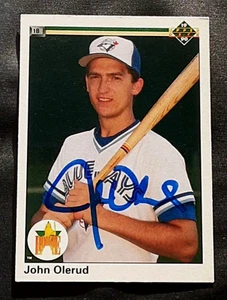 JOHN OLERUD BLUE JAYS SIGNED AUTOGRAPHED 1990 UPPER DECK ROOKIE BASEBALL CARD - Picture 1 of 2