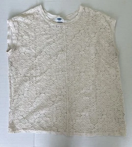 Old Navy Ivory Women’s Lace Sheer Top Size Medium - Picture 1 of 10